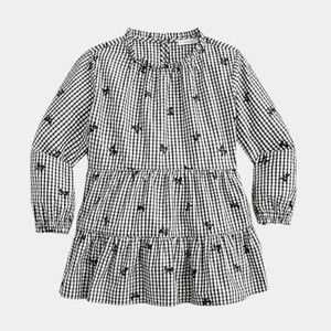 Crewcuts Blouse Black White Tiered Gingham with Bows Size S
